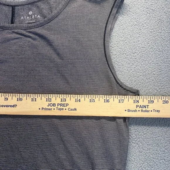 Athleta Womens Shanti Micro Stripe Tank Top Large S Tencel Black White Workout - Picture 5 of 9